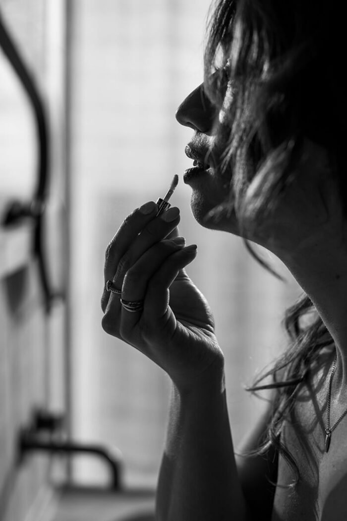 Spiegel lipgloss zwart wit boudoir